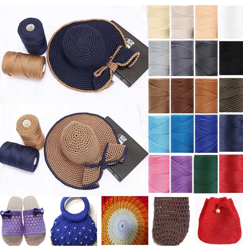 Clisil 400gram Art Yarn Cord Light Brown Polyester Yarn Macrame Knitting Crocheting DIY Bags Crochet Basket Summer Hat Craft Cord 3mm Macrame Cord Rope 438yds 1314 Feet - Image 3